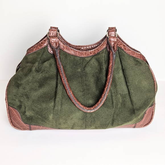 Handbags - Green Faux Suede Hobo Purse Handbag